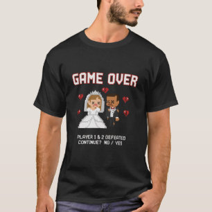 T-shirt Mariage drôle de joueur rétro "Game Over" en pixel