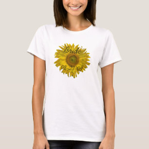 T-shirt Mariage jaune de jeune mariée de tournesol