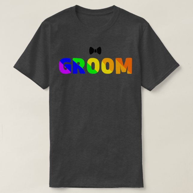 T-shirt mariage lgbtq arc-en-ciel marié (Design devant)