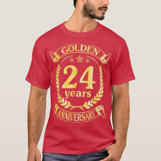 T-shirt Mariage Marié Golden 24 Anniversaire Pour Hu