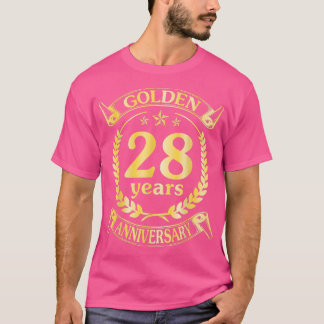 T-shirt Mariage Marié Golden 28 Anniversaire Pour Hu
