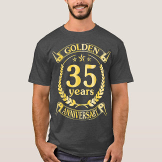 T-shirt Mariage Marié Golden 35 Anniversaire Pour Hu