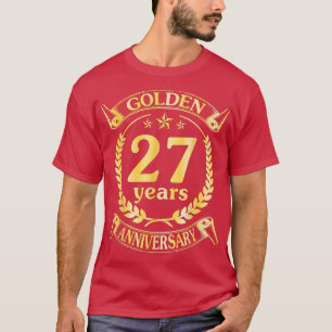 T-shirt Mariage Marié Or 27 Ans Anniversaire Pour Hu