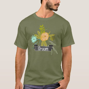 T-shirt Mariage moderne Aqua Chalkboard Groom