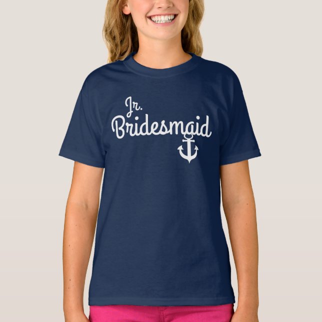 T-shirt Mariage nautique Jeune fille de demoiselle d'Ancre (Devant)
