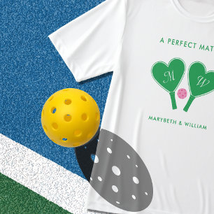 T-shirt Mariage Préparatoire Vert et Rose Pickleball