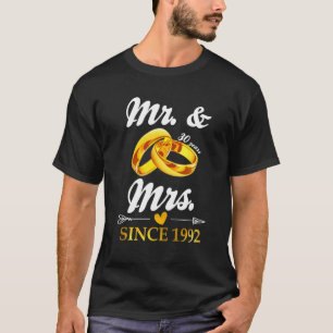 T-shirt Mariage Ring Marié M. & Mme depuis 1992 Couple 30