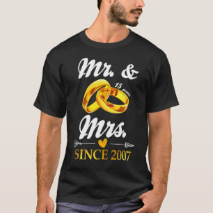 T-shirt Mariage Ring Marié M. & Mme depuis 2007 Couple 15