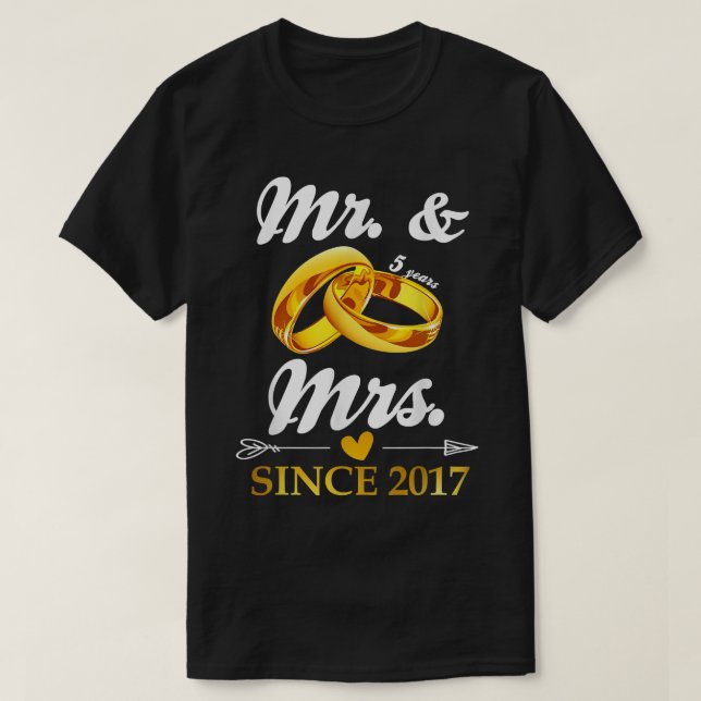 T-shirt Mariage Ring Marié M. & Mme depuis 2017 Couple 5  (Design devant)