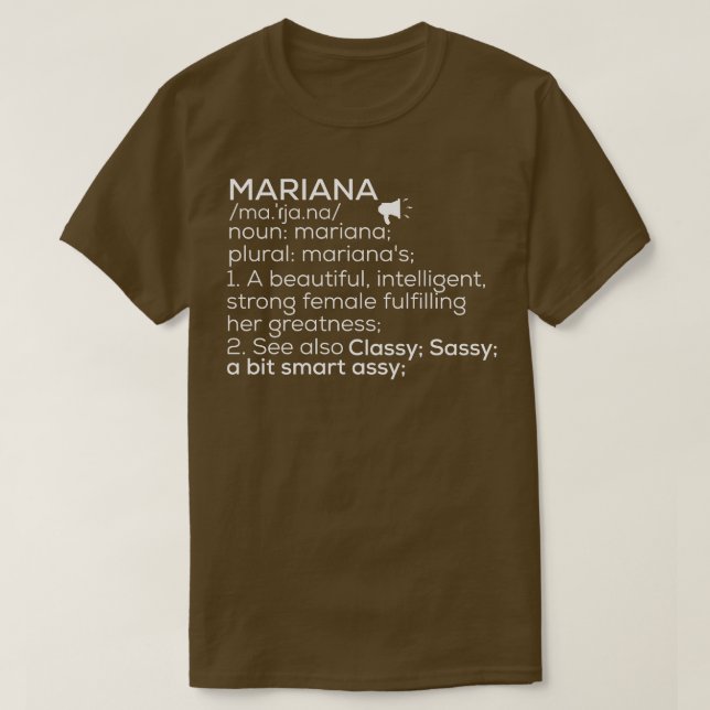 T-shirt Mariana Nom Mariana Définition Mariana Femme Nam (Design devant)