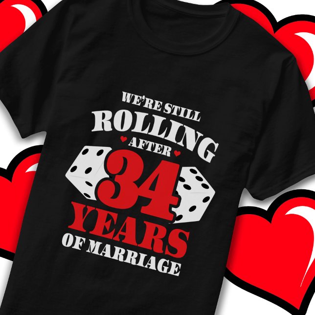T-shirt Marié 34 Ans Rolling Funny 34e Anniversaire (Créateur téléchargé)