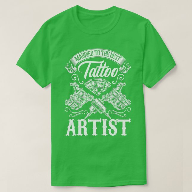 T-shirt Marié au meilleur artiste de tatouage femme ou mar (Design devant)