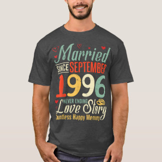 T-shirt Marié Depuis Septembre 1996 Jamais Terminé L'Amour