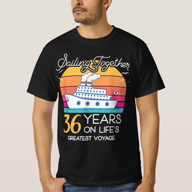 T-shirt Marié en 36 ans de croisière Mariage (Devant)