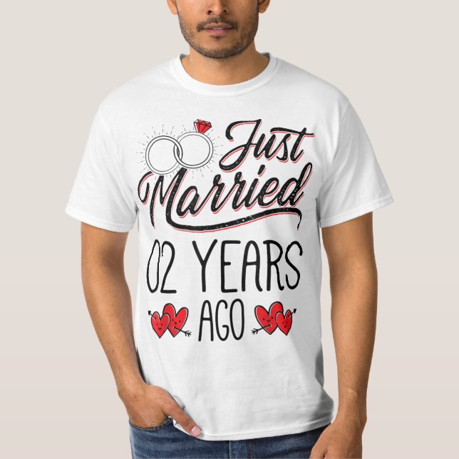 T-shirt Marié Il Y A 2 Ans Amusant Couple 2nd Annivers (Devant)