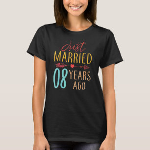 T-shirt Marié Il Y A 8 Ans Retro Couple 8th Annivers