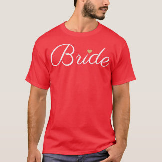 T-shirt Mariée mariage , Blanc avec cœur doré, Nuptial 