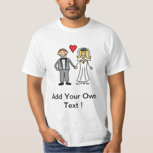 T-shirt Mariée & Marié Dessin Animé - Ajoutez Votre Propre