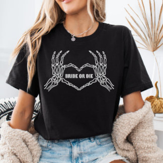 T-shirt Mariée ou mort Skeleton Coeur mains Mariée Chemise