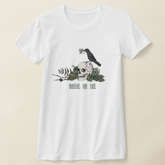 T-shirt Mariée ou Morte Fleur Irlandaise Crâne Enterrement (Poser)