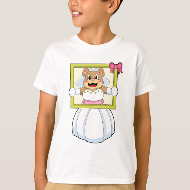 T-shirt Mariée ours avec robe de mariée et cadre photo.p (Devant)