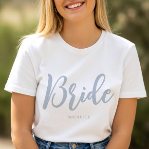 T-shirt Mariée Personnalisé Nom Bleu Poussiéreux