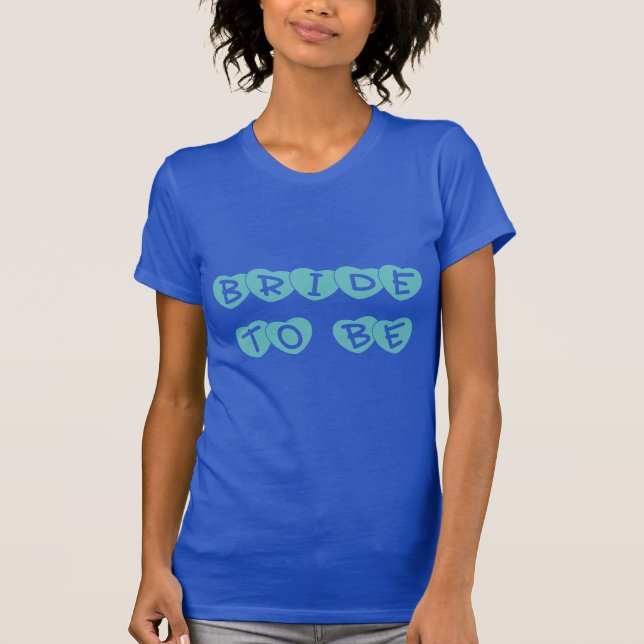 T-shirt Mariée turquoise aux coeurs (Devant)