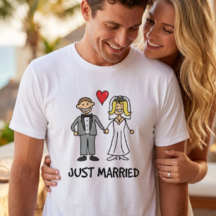 T-shirt Mariés à peine - Dessin animé de mariage de person