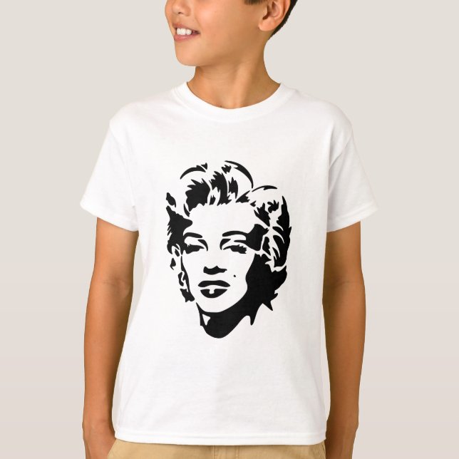 T-shirt Marilyn Monroe Face Stencil Pop Art (Devant)