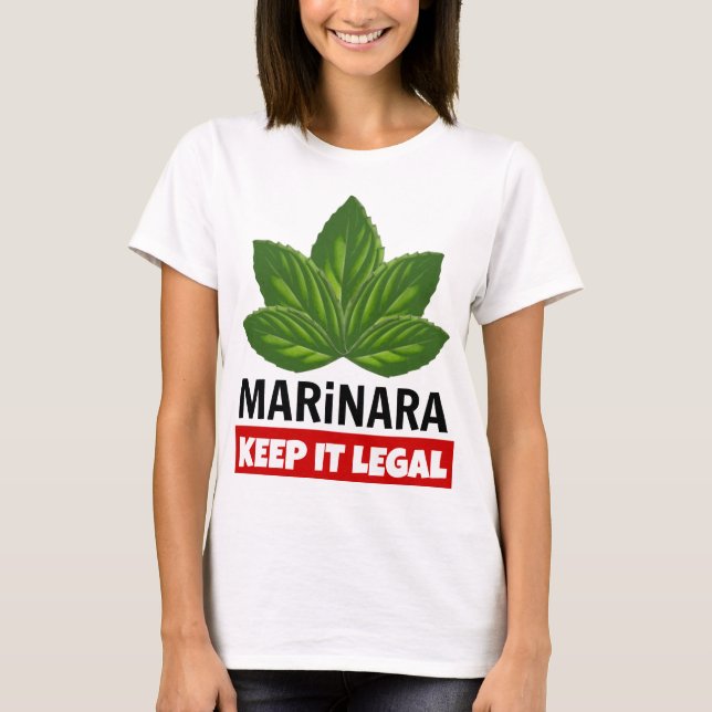 T-shirt Marinara Gardez-le Feuilles de Basil Légal (Devant)