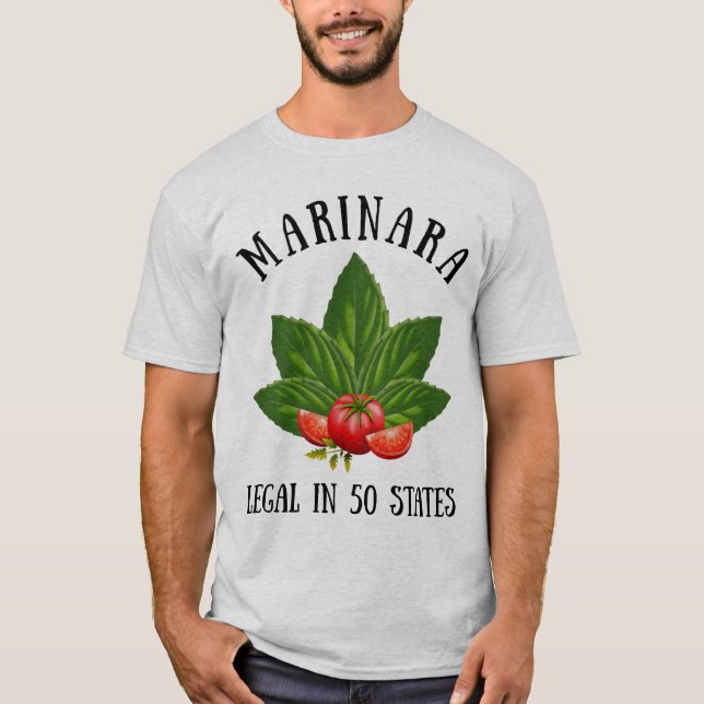 T-shirt Marinara Légal dans 50 Etats Basil et tomates (Devant)