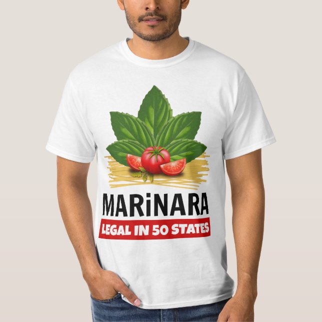 T-shirt Marinara Légal dans 50 Etats Basil Tomate Spaghett (Devant)