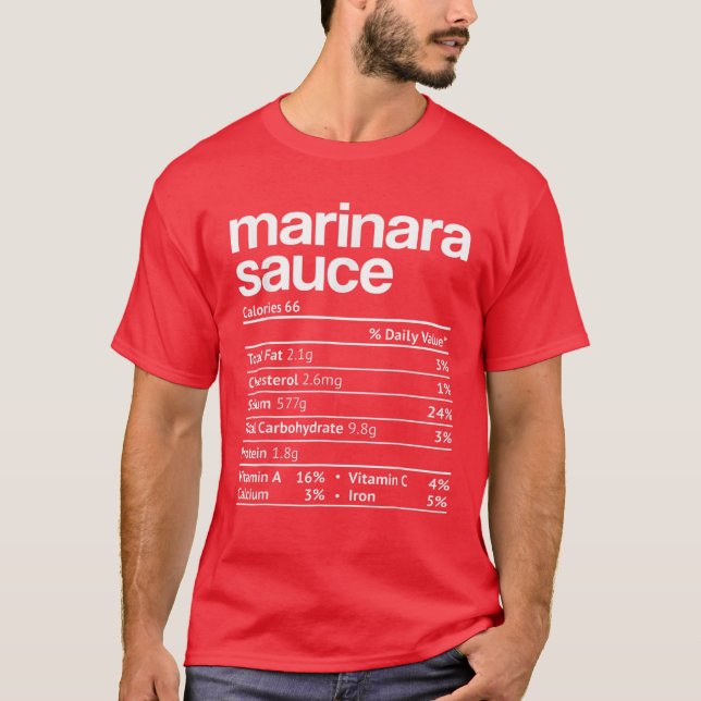 T-shirt Marinara Sauce Nutrition Fact Drôle Thanksgiving C (Devant)