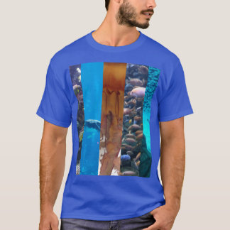T-shirt MARINE BIOLOGY COLLAGE on Blue TeeShirt