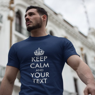 T-shirt Marine Bleu et Blanc Gardez le calme et votre text
