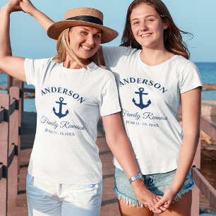 T-shirt Marine Bleue Ancre Famille Réunion Femmes