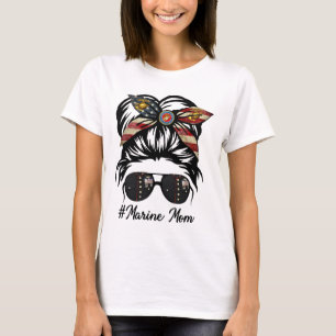 T-shirt Marine Life Marine Maman Militaire Messager Bun 