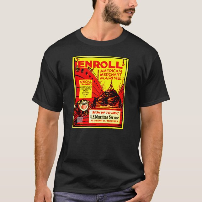 T-shirt marine marchande américaine (Devant)