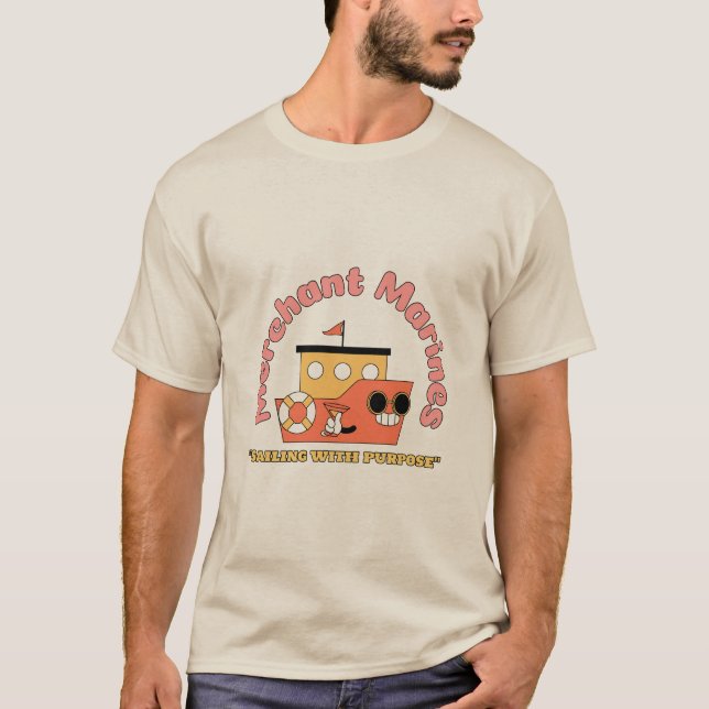 T-shirt Marine Marchande "La Voile Avec Purose" (Devant)