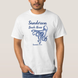 T-shirt Marine marine Bleue Côte Octopus maison de plage