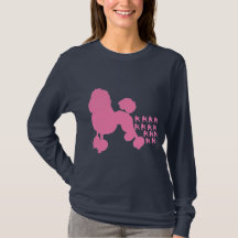 Marine Poodles roses Femmes Longues Manches T Chem