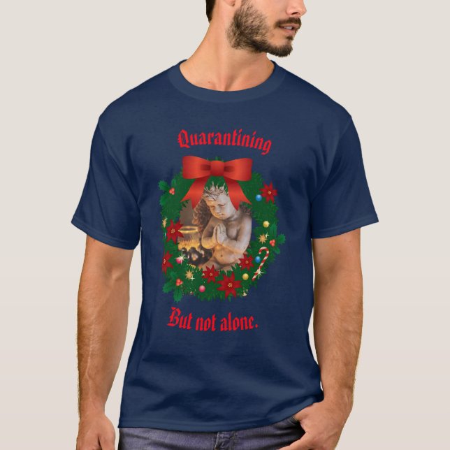 T-shirt Marine Quarantaine mais pas seul Vacances (Devant)