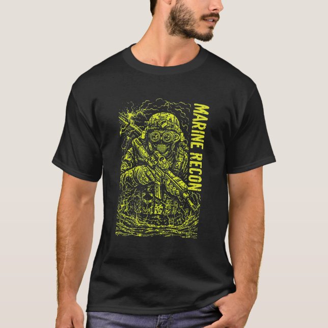 T-shirt Marine Recon Amphibious Combat Illustration (Devant)
