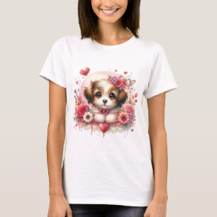 T-shirt Marionnette sucrée aux coeurs floraux