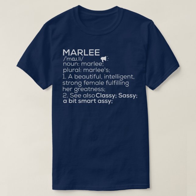 T-shirt Marlee Nom Marlee Définition Marlee Femme Nom M (Design devant)