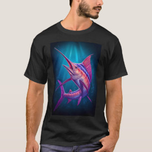 T-shirt Marlin dans l'eau bleu profond