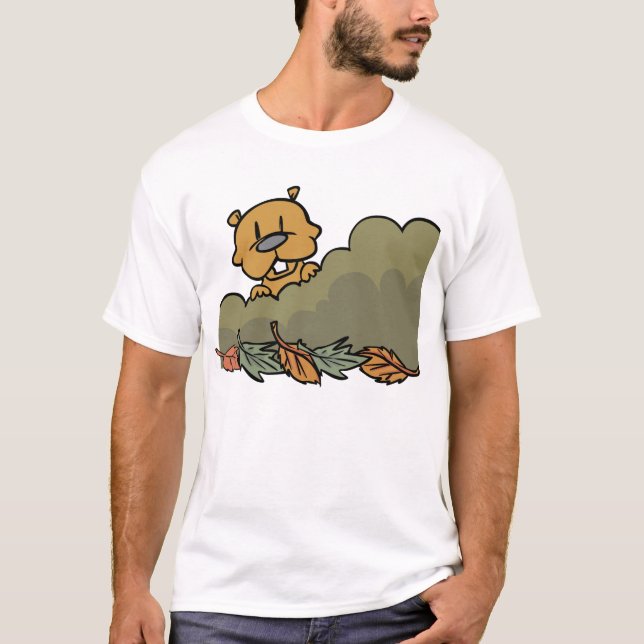 T-shirt Marmotte De Terre À Travers Les Arbustes D'Automne (Devant)