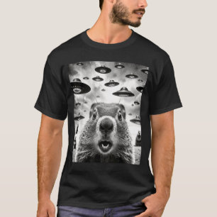 T-shirt Marmottes Bizarres Selfie Avec Un Ovni Alien Drôle