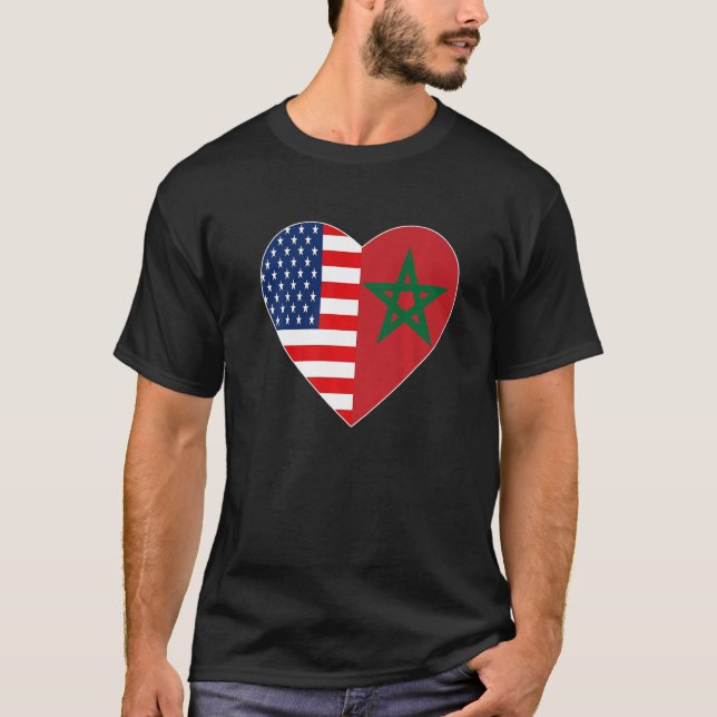T-shirt Maroc Drapeau américain Amour marocain Maroc Moo (Devant)