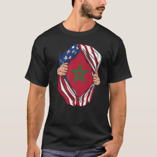 T-shirt Maroc Drapeau Fierté Amérique USA Drapeau Racines